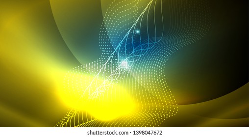 Color neon lights with waves abstract background. Vector illustration