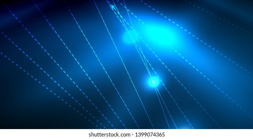 Luces de neón de color con ondas de fondo abstracto. Ilustración del vector