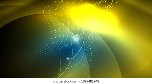 Color neon lights with waves abstract background. Vector illustration