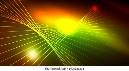 Color neon lights with waves abstract background. Vector illustration