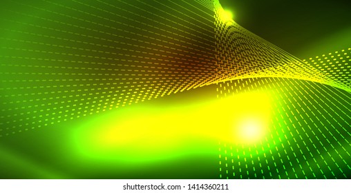 Farbneonleuchten mit Wellen abstrakter Hintergrund. Vektorgrafik