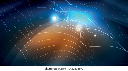 Color neon lights with waves abstract background. Vector illustration