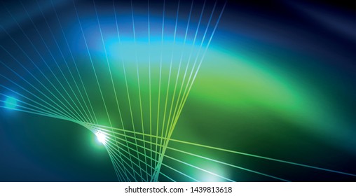 Color neon lights with waves abstract background. Vector illustration