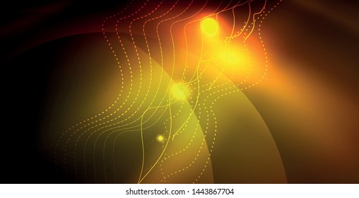 Color neon lights with waves abstract background. Vector illustration