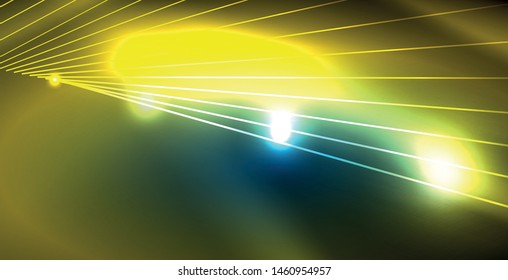Luces de neón de color con ondas de fondo abstracto. Ilustración del vector
