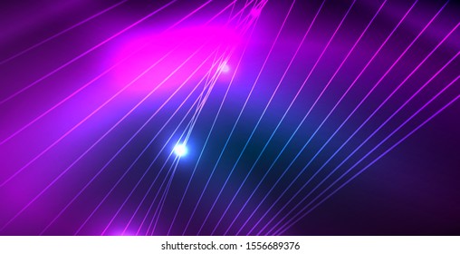 Color neon lights with waves abstract background. Vector illustration