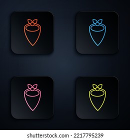 Color neon line Cowboy bandana icon isolated on black background. Set icons in square buttons. Vector