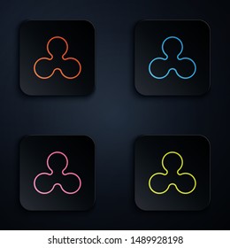 Color neon line Cryptocurrency coin Ripple XRP icon isolated on white background. Altcoin symbol. Blockchain based secure crypto currency. Set icons in colorful square buttons. Vector Illustration