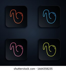 Color Neon Line Fried Chicken Wing Icon Isolated On Black Background. Set Icons In Square Buttons. Vector Illustration