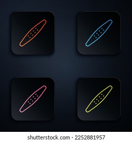 Color neon line Nail file pet icon isolated black background  Professional treatment at home grooming for pet  Set icons in square buttons  Vector