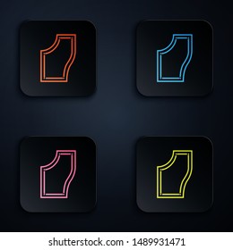 Color neon line Sewing Pattern icon isolated on white background. Markings for sewing. Set icons in colorful square buttons. Vector Illustration
