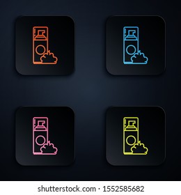 Color neon line Shaving gel foam icon isolated on white background. Shaving cream. Set icons in colorful square buttons. Vector Illustration