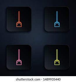 Color neon line Shovel icon isolated on white background. Gardening tool. Tool for horticulture, agriculture, farming. Set icons in colorful square buttons. Vector Illustration Color neon line Shovel icon isolated on white background. Gardening tool. Tool for horticulture, agriculture, farming. Set icons in colorful square buttons. Vector Illustration