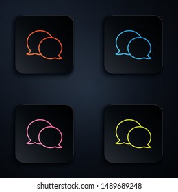 Color neon line Speech bubble chat icon isolated on white background. Message icon. Communication or comment chat symbol. Set icons in colorful square buttons. Vector Illustration