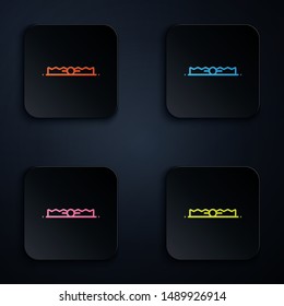 Color neon line Trap hunting icon isolated on white background. Set icons in colorful square buttons. Vector Illustration