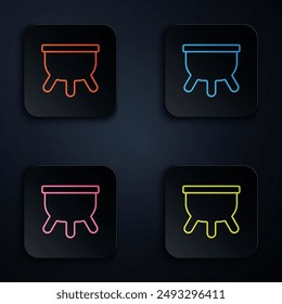 Color neon line Udder icon isolated on black background. Set icons in square buttons. Vector