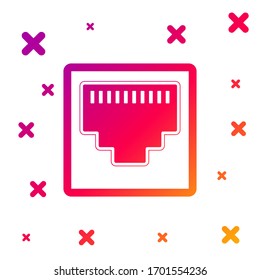Color Network port - cable socket icon isolated on white background. LAN port icon. Ethernet simple icon. Local area connector icon. Gradient random dynamic shapes. Vector Illustration