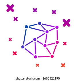 Color Neural network icon isolated on white background. Artificial Intelligence. Gradient random dynamic shapes. Vector Illustration