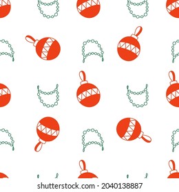 Color new year elements pattern in doodle technique for design. Vector illustration.