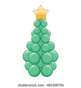 Color new year tree balloons set vector illustration