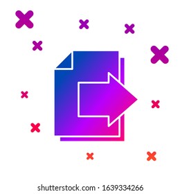 Color Next page arrow icon isolated on white background. Document file with arrow. Send document. Gradient random dynamic shapes. Vector Illustration