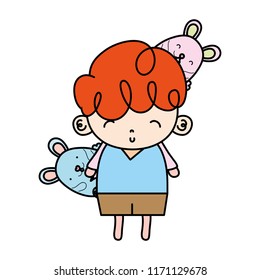 color nice boy child with mice animals