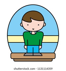 color nice boy with hairstyle and casual clothes