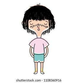 color nice boy hairstyle with t-shirt and short