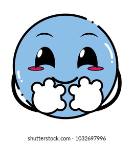 color nice emoji face expression with arms