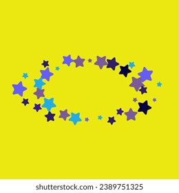 Color Night sky Vector Blue Yellow Background. Shiny Glitter Anniversary Postcard. Confetti Paper Texture. Starfall Blue Invitation.