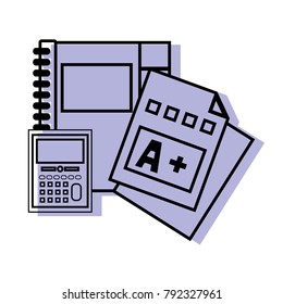 color notebook and calculator object with qualification education