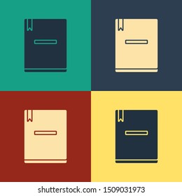 Color Notebook icon isolated on color background. Spiral notepad icon. School notebook. Writing pad. Diary for school. Vintage style drawing. Vector Illustration