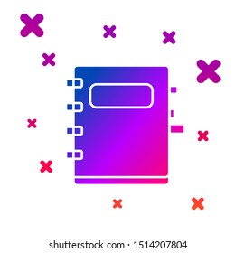 Color Notebook icon isolated on white background. Spiral notepad icon. School notebook. Writing pad. Diary for school. Gradient random dynamic shapes. Vector Illustration