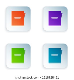 Color Notebook icon isolated on white background. Spiral notepad icon. School notebook. Writing pad. Diary for school. Set icons in colorful square buttons. Vector Illustration
