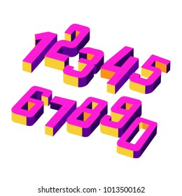 
Color number 3D icon set vector