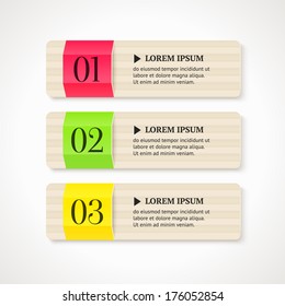 Color numbered option banners on light background.