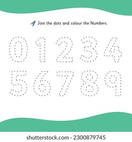 Color the Numbers 0 to 9, outline numbers, fun math, mathematics activity