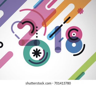 color numbers with linear New Year's icons 
