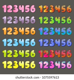 Color numbers. One to six. Vector illustration. On a monophonic background.