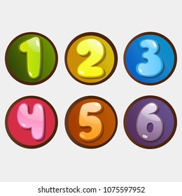 Color numbers. One to six. Vector illustration. On a monophonic background.