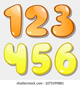 Color numbers. One to six. Vector illustration. On a monophonic background.