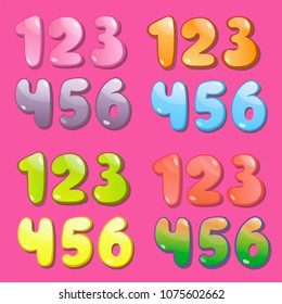 Color numbers. One to six. Vector illustration. On a monophonic background.