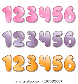 Color numbers. One to six. Vector illustration. On a monophonic background.