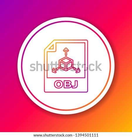 Color OBJ file document icon. Download obj button line icon isolated on color background. OBJ file symbol. Circle white button. Vector Illustration