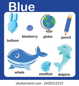 color objects and vocabulary words in English 