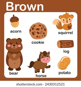 color objects and vocabulary words in English 