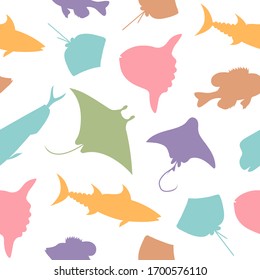 Color ocean fish. Seamless pattern hand drawing vector.