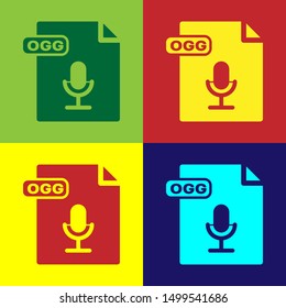 Color OGG file document. Download ogg button icon isolated on color background. OGG file symbol.  Vector Illustration