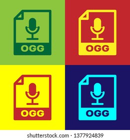 Color OGG file document icon. Download ogg button icon isolated on color backgrounds. OGG file symbol. Vector Illustration