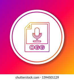 Color OGG file document icon. Download ogg button line icon isolated on color background. OGG file symbol. Circle white button. Vector Illustration